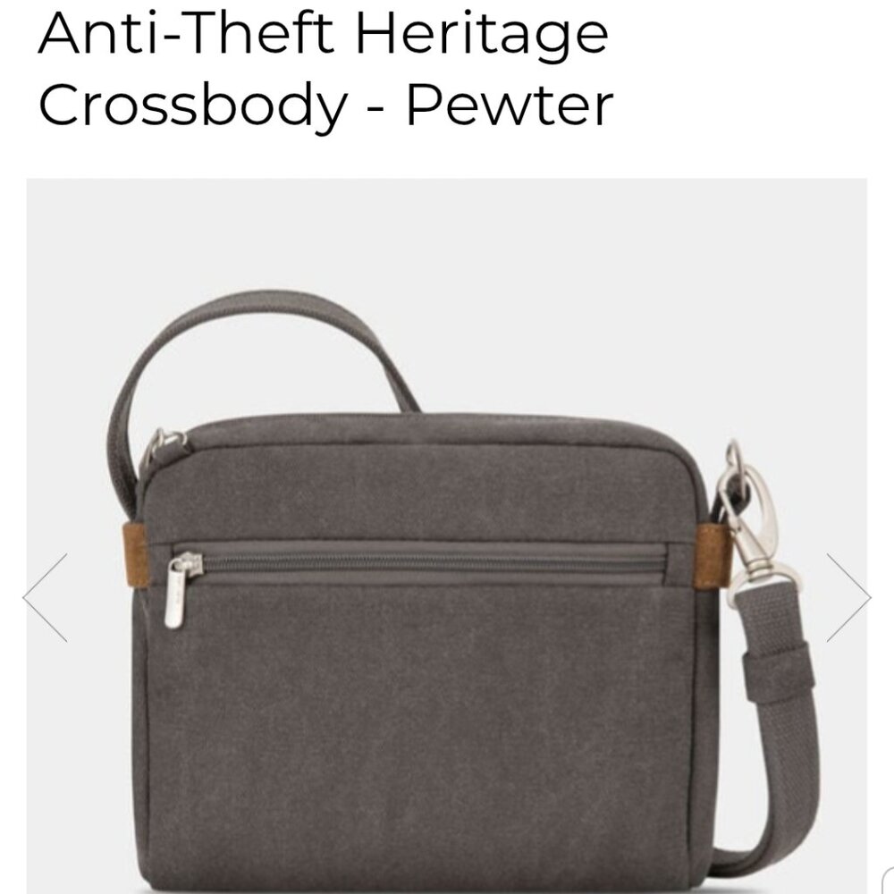 Travelon Anti-theft Heritage Crossbody Pewter Gray